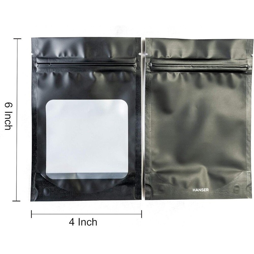 Foil Mylar Stand Up Pouch Bags with Clear Front Zipper For Food Storage Lock 100